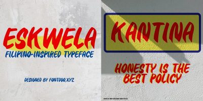 Created by designer John Misael Villanueva of FontDuo, “Eskwela” offers uppercase letters in brush-like style, and comes in variations